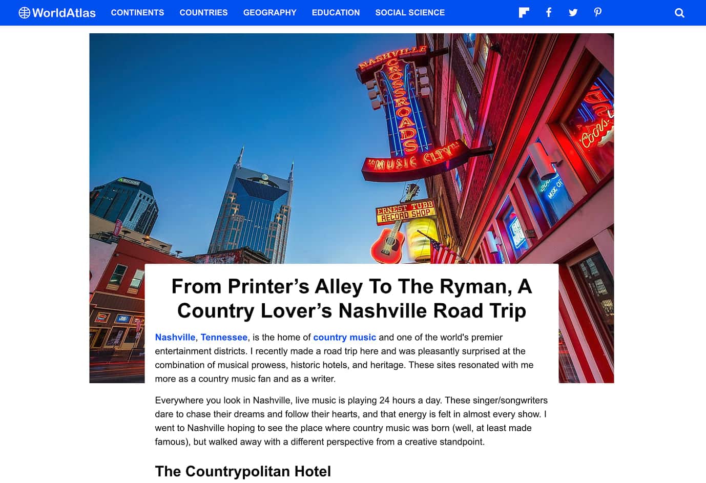 From Printer’s Alley to the Ryman, A Country Lover’s Nashville Road Trip