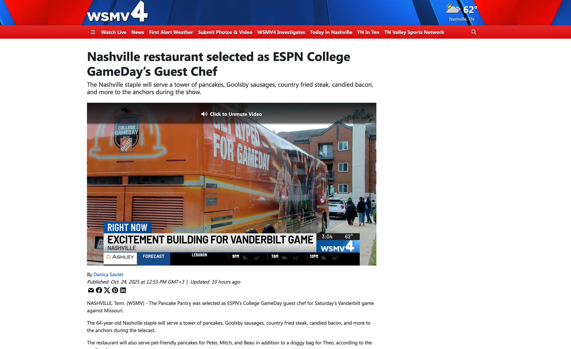Pancake Pantry is a Guest Chef on ESPN's College Gameday.