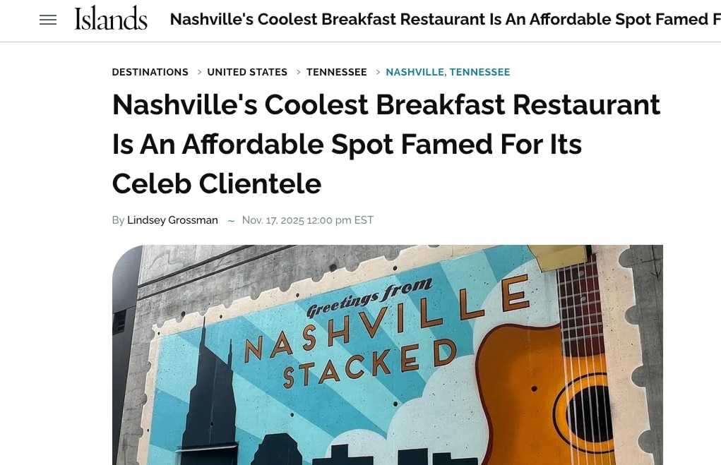 Nashville's Coolest Breakfast Restaurant Is An Affordable Spot Famed For Its Celeb Clientele